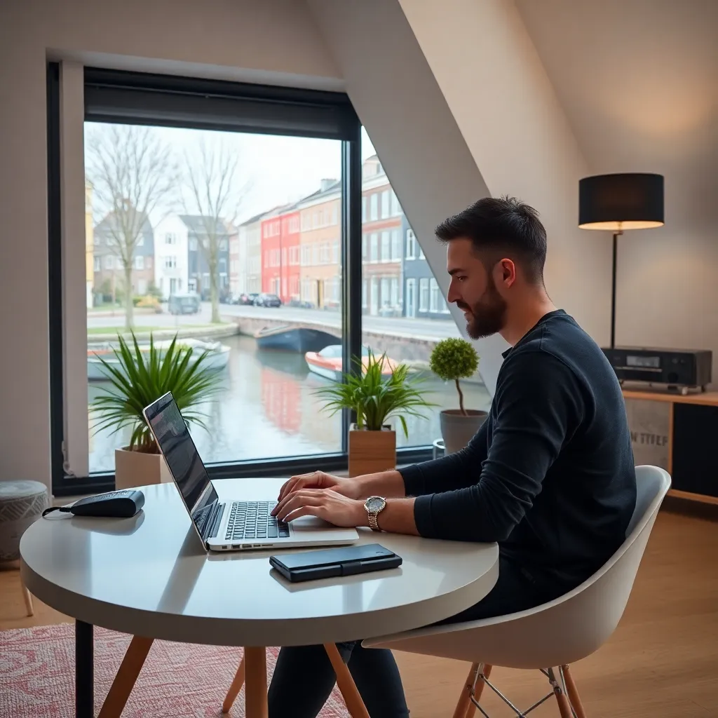 Professionele contentcreator aan het werk in een Nederlandse studio