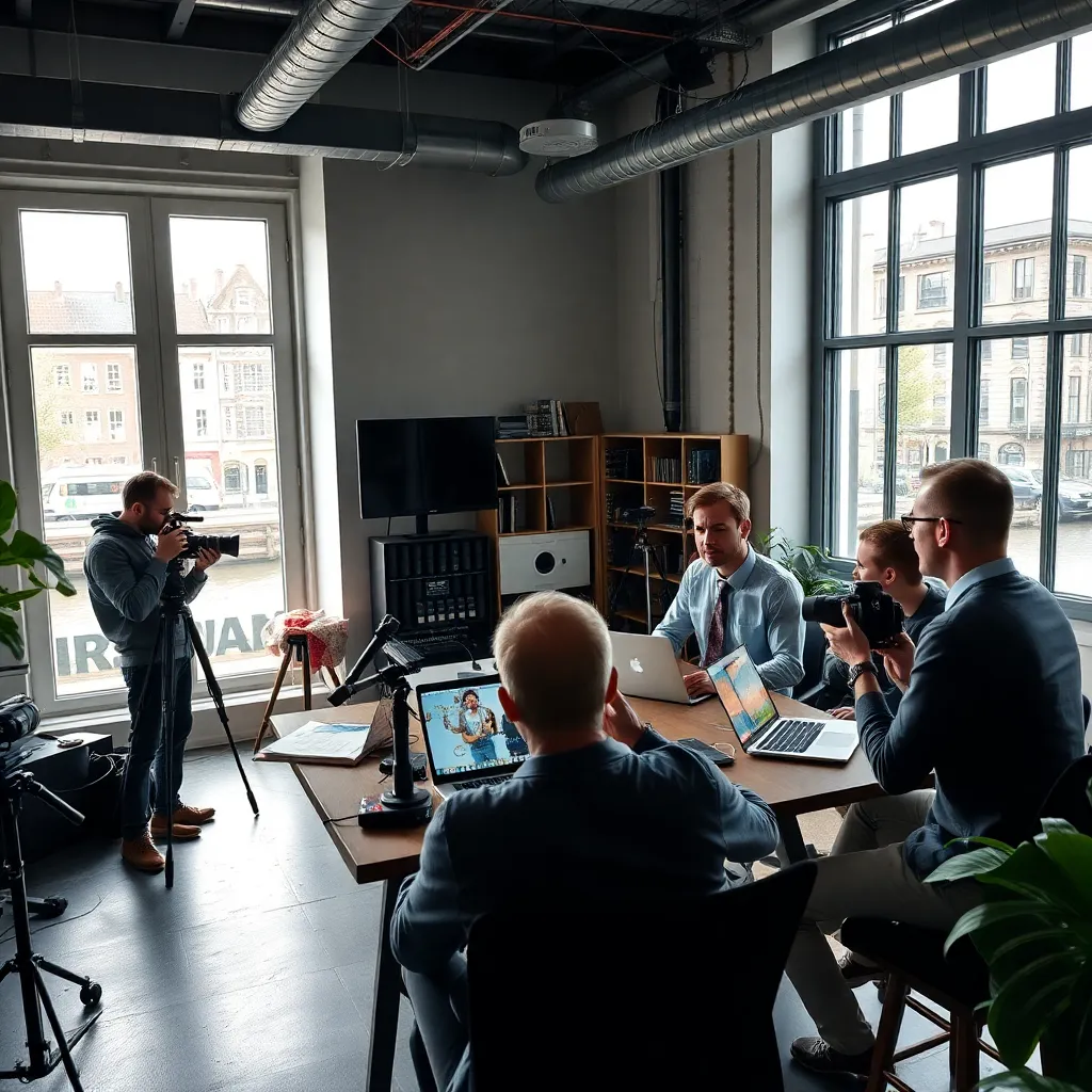 Video editing workstation met professionele apparatuur