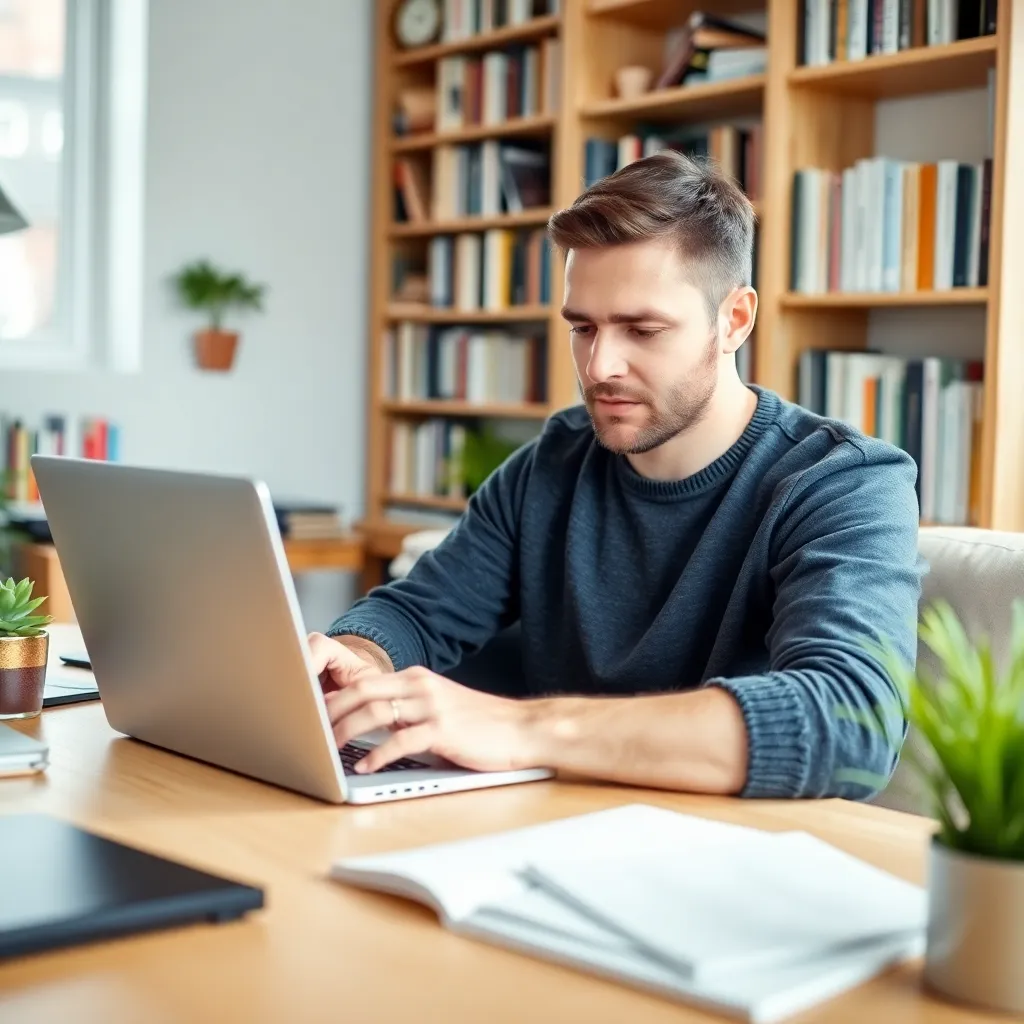 Nederlandse copywriter werkt aan SEO-teksten op laptop