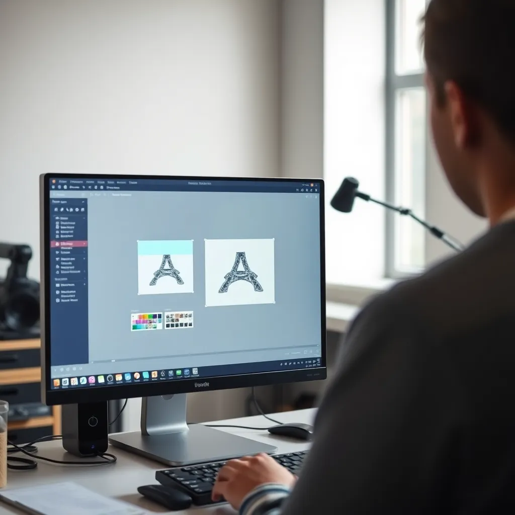 Grafisch ontwerp software op computer scherm