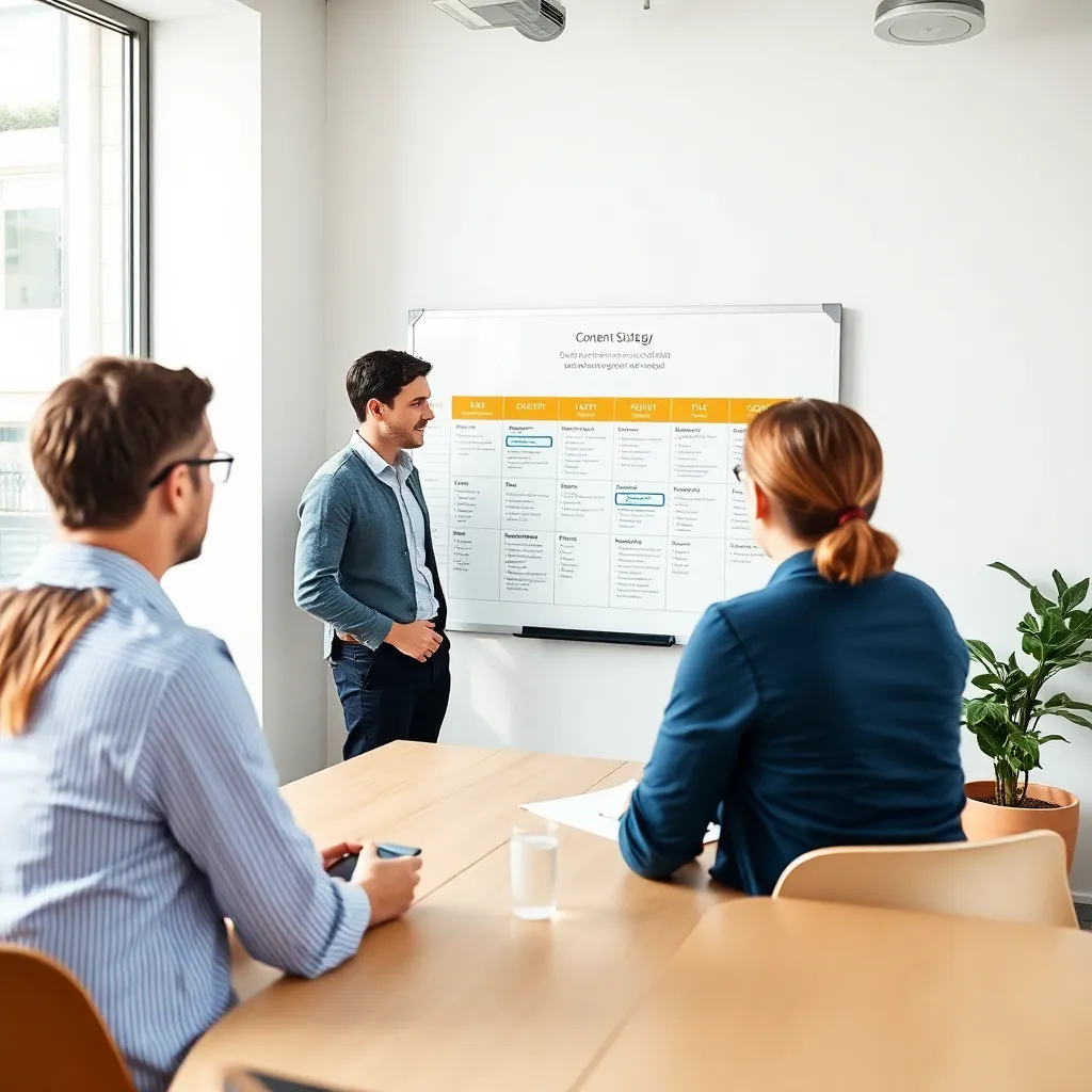 Contentstrateeg analyseert doelgroepdata op laptop