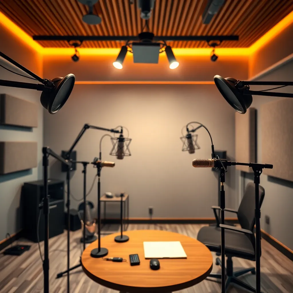 Podcaster neemt episode op met professionele apparatuur